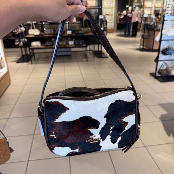 Coach Handbags - Coach Kailey Shoulder Bag With Cow Print And Tassel CCC84, cow printed haircalf